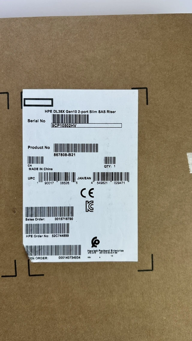 Alt view image 3 of 5 - (NOT FOR HOME PC!) HPE DL385 DL380 DL38X Gen10 2-Port 4 NVME SlimSAS Tertiary Riser Kit 867808-B21