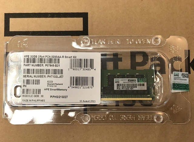 Main image of (NOT FOR HOME PC!) HPE 32GB 2Rx4 DDR4 PC4-3200AA-R Reg Dual Rank ECC Smart Server Ram Memory Kit