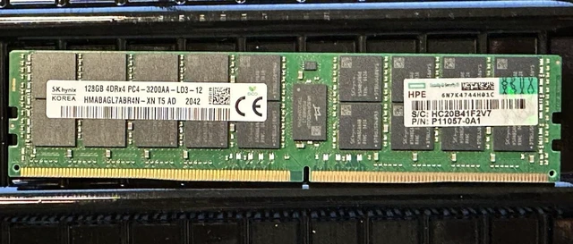 Alt view image 4 of 5 - (NOT FOR HOME PC!) HPE 1x 128GB 4DRx4 PC4-3200AA-L LRDIMM ECC DDR4 RAM Memory Hynix Load Reduced