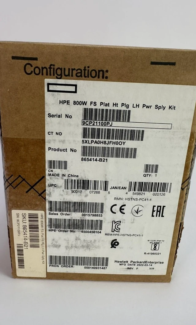 Main image of HPE Gen10 800W Flex Slot Platinum Power Supply 100V-240V AC G10 PSU