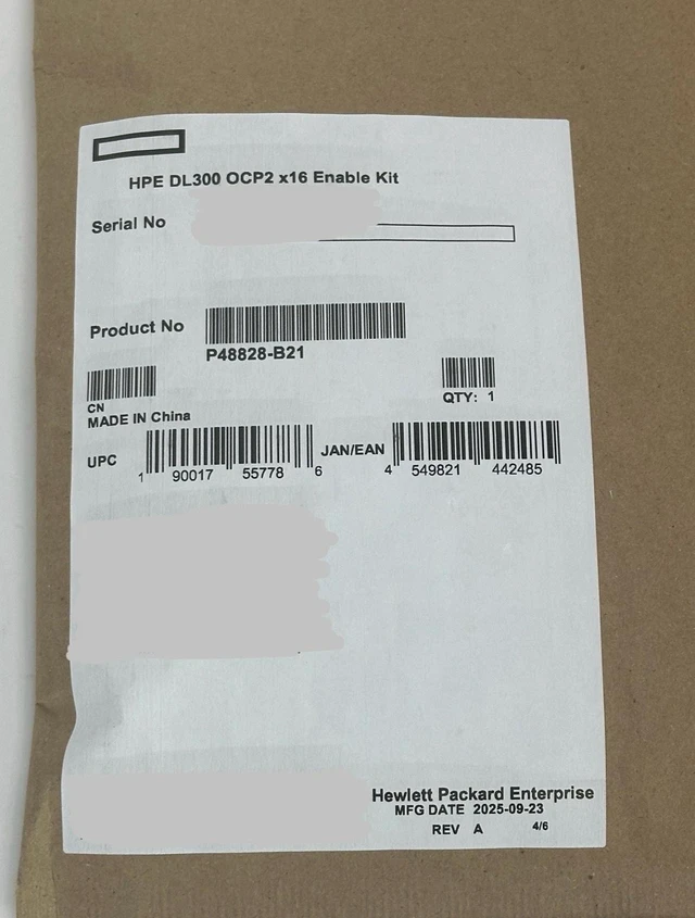 Main image of HPE P48828-B21 DL3XX DL360 DL380 Gen11 x16 OCP2 x16 Enablement Kit