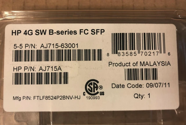 Main image of HP 4Gb SW Short Wave SW AJ715A B-Series FC Fibre Channel Transceiver SFP