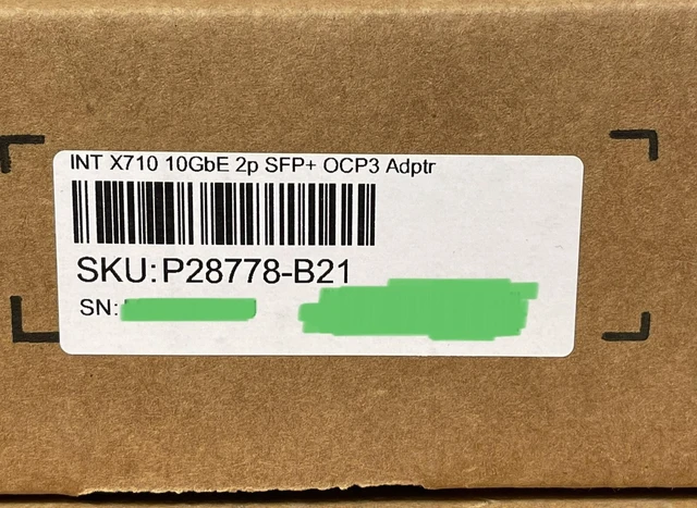 Main image of Intel HPE X710 10GbE SFP+ OCP3 NIC Network Adapter Gen10 Plus/V2 2P 10G 2 Port