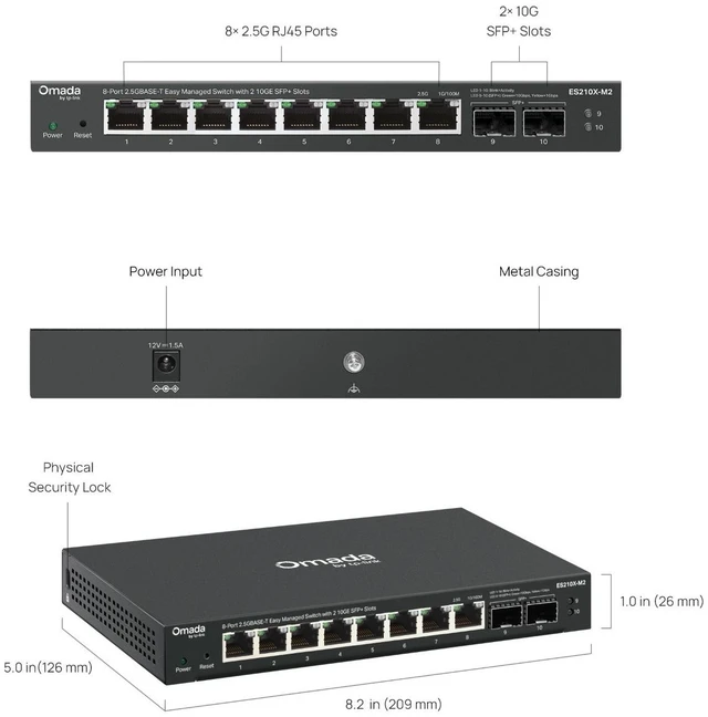 Alt view image 6 of 7 - TP-Link ES210X-M2 | Omada 8-Port 2.5 Gbps Easy Managed Switch | 2* 10GE SFP+