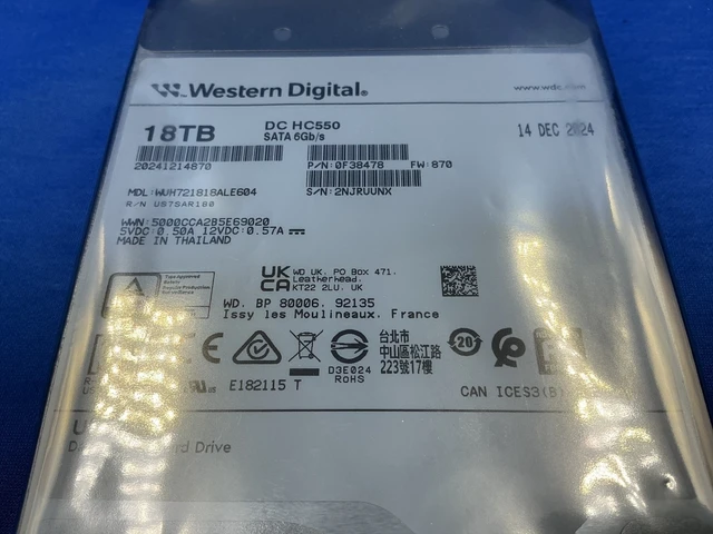 Alt view image 4 of 7 - WUH721818ALE604 Western Digital DC HC550 18TB 3.5" SATA 6Gb/s 3.5inch Hard Drive