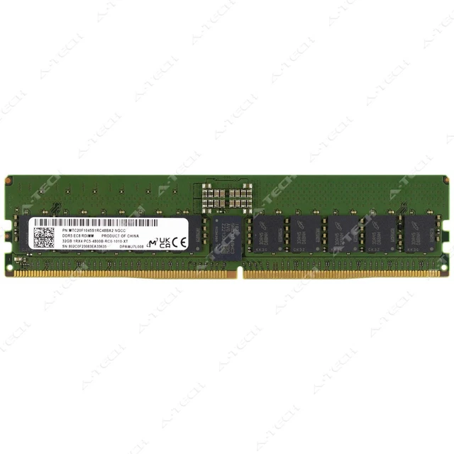 Main image of Micron 32GB DDR5-4800 PC5-38400 EC8 RDIMM Server Memory RAM MTC20F1045S1RC48BA2