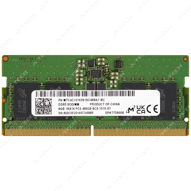 Main image of Micron 8GB DDR5 4800 MHz PC5-38400 SODIMM Laptop Memory RAM MTC4C10163S1SC48BA1