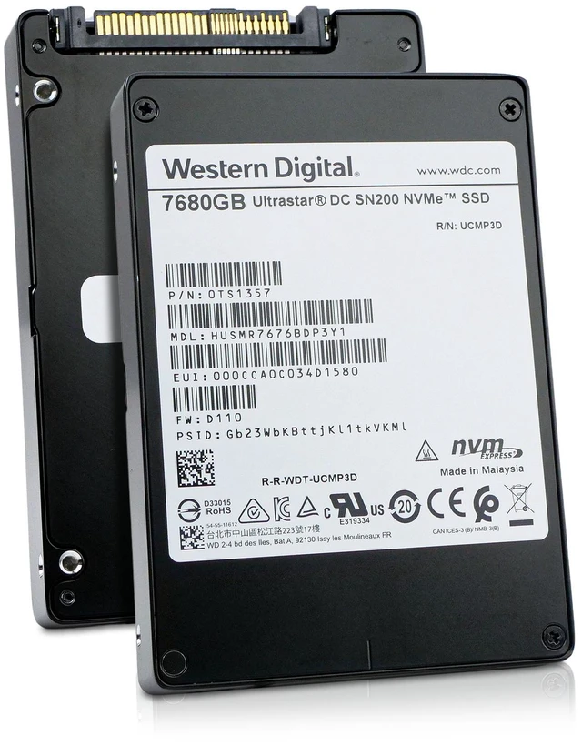 Main image of WD DC SN200 7.68TB HUSMR7676BDP3Y1 0TS1357 PCIe Gen 3.0 x4 4GB/s NVMe 2.5" SSD