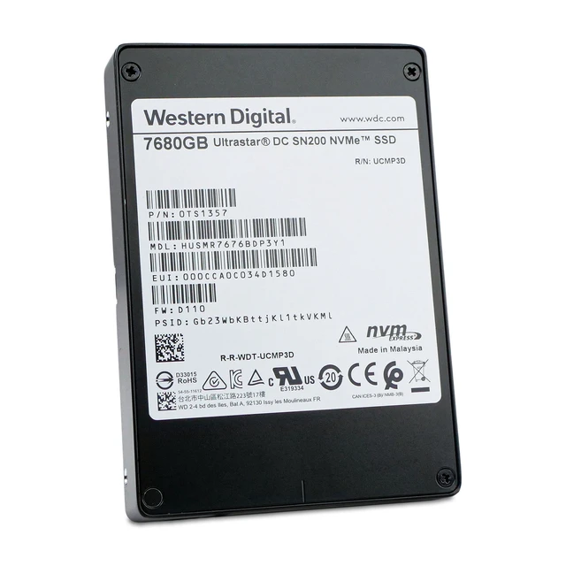 Alt view image 6 of 7 - WD DC SN200 7.68TB HUSMR7676BDP3Y1 0TS1357 PCIe Gen 3.0 x4 4GB/s NVMe 2.5" SSD