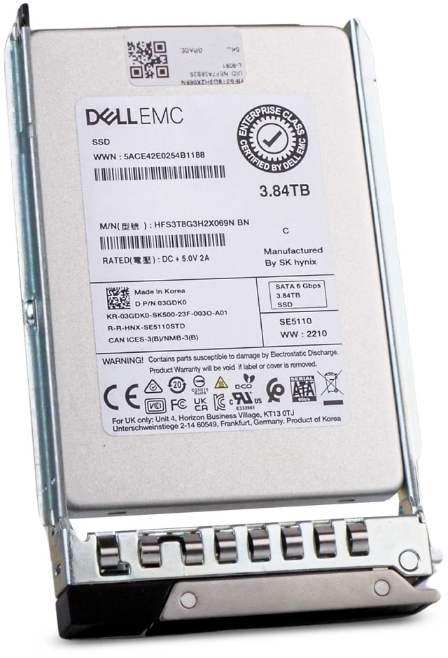 Alt view image 4 of 7 - Dell 3.84TB SATA 6Gb/s 3D TLC 1 DWPD 2.5" Read Intensive SSD MYTFW G16