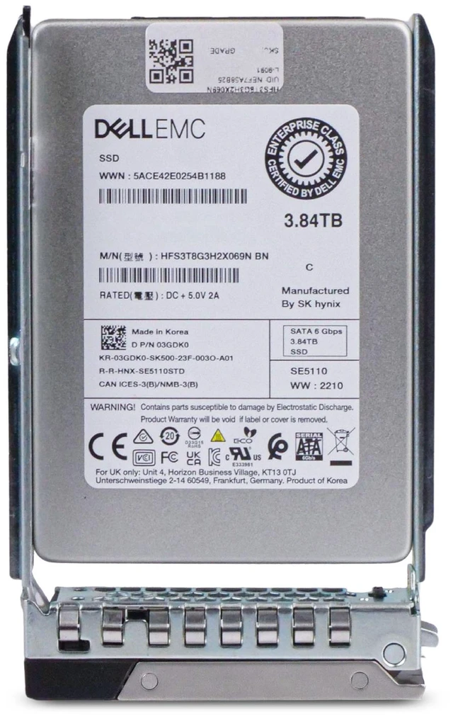 Alt view image 2 of 7 - Dell 3.84TB SATA 6Gb/s 3D TLC 1 DWPD 2.5" Read Intensive SSD MYTFW G16