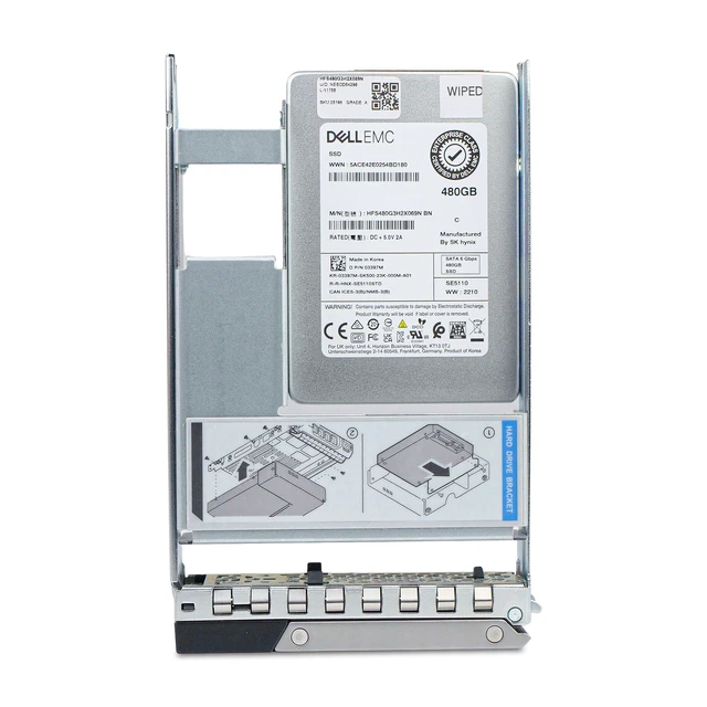 Alt view image 3 of 7 - Dell 480GB SATA 6Gb/s 3D TLC 1 DWPD 3.5" PowerEdge SSD 03397M Hybrid G16