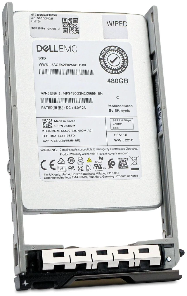 Alt view image 6 of 7 - Dell 480GB SATA 6Gb/s 3D TLC 1 DWPD 2.5" Enterprise PowerEdge SSD 03397M G13