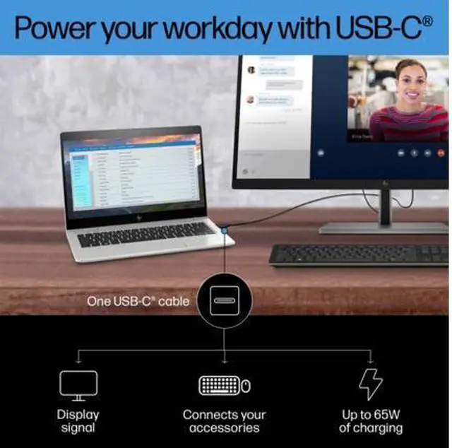 Alt view image 4 of 20 - HP E27k G5 4K USB-C Monitor 27" 4K UHD (3840 x 2160) 30-60 Hz