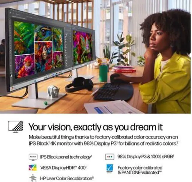 Alt view image 13 of 13 - HP Series 7 Pro 727pk 27" 4K UHD IPS Monitor 5 ms GtG, 16:9 2000:1 Edge-Lit USB-C, DisplayHDR 400, Thunderbolt 4, HDMI & DisplayPort - 8J9G2AA