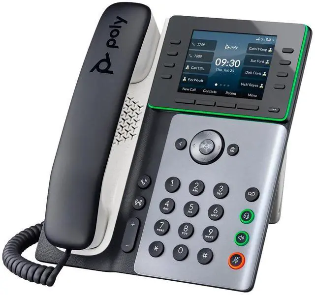 Alt view image 12 of 14 - HP Poly Edge E300 IP Phone Corded Desktop Wall Mountable Black VoIP 2x Network RJ-45 PoE Ports Model 82M92AA