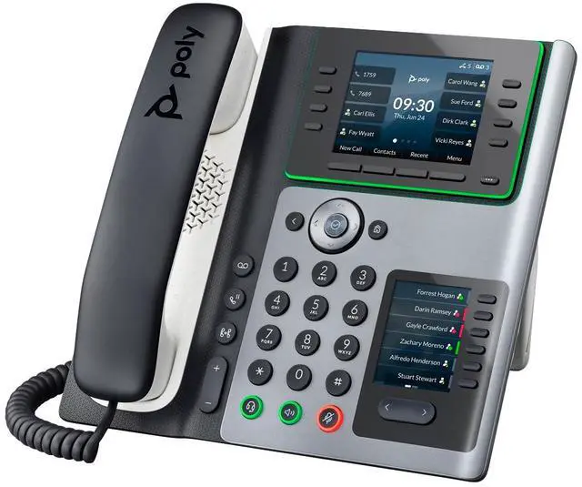 Alt view image 14 of 17 - HP Poly Edge IP Phone Corded Corded Desktop 14x Total Line VoIP 2x Network RJ-45 PoE Ports Model 82M93AA