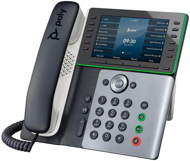 Alt view image 13 of 15 - HP Poly Edge E500 IP Phone Corded Desktop Black TAA Compliant VoIP 2x Network RJ-45 PoE Ports Model 82M94AA