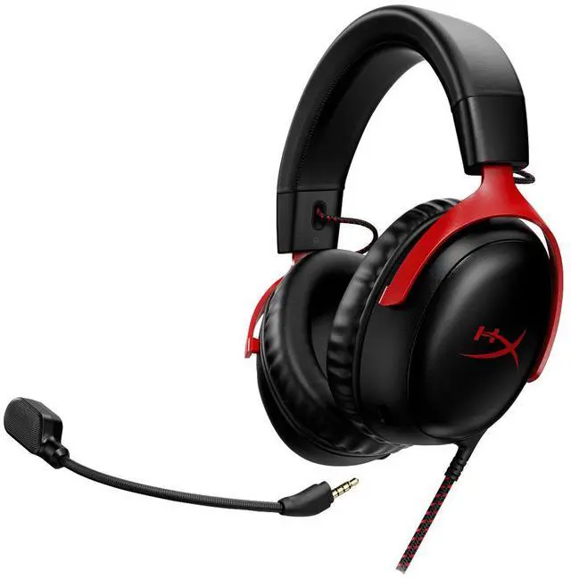 Alt view image 5 of 13 - HyperX Cloud III – Wired Gaming Headset, PC, PS5, Xbox Series X|S, Angled 53mm Drivers, DTS Spatial Audio, Memory Foam, Durable Frame, Ultra-Clear 10mm Mic, USB-C, USB-A, 3.5mm – Black/Red