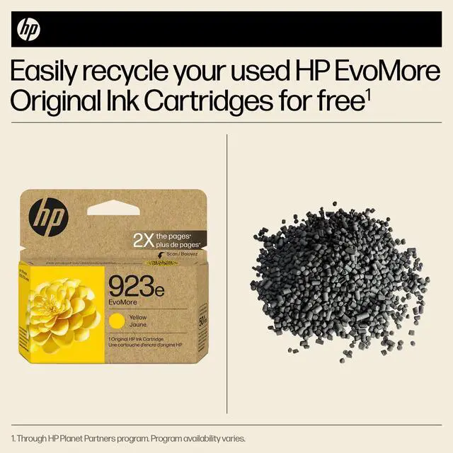 Alt view image 7 of 7 - HP EvoMore 923e Original High Yield Inkjet Ink Cartridge Yellow 1 Pack 4K0T6LN