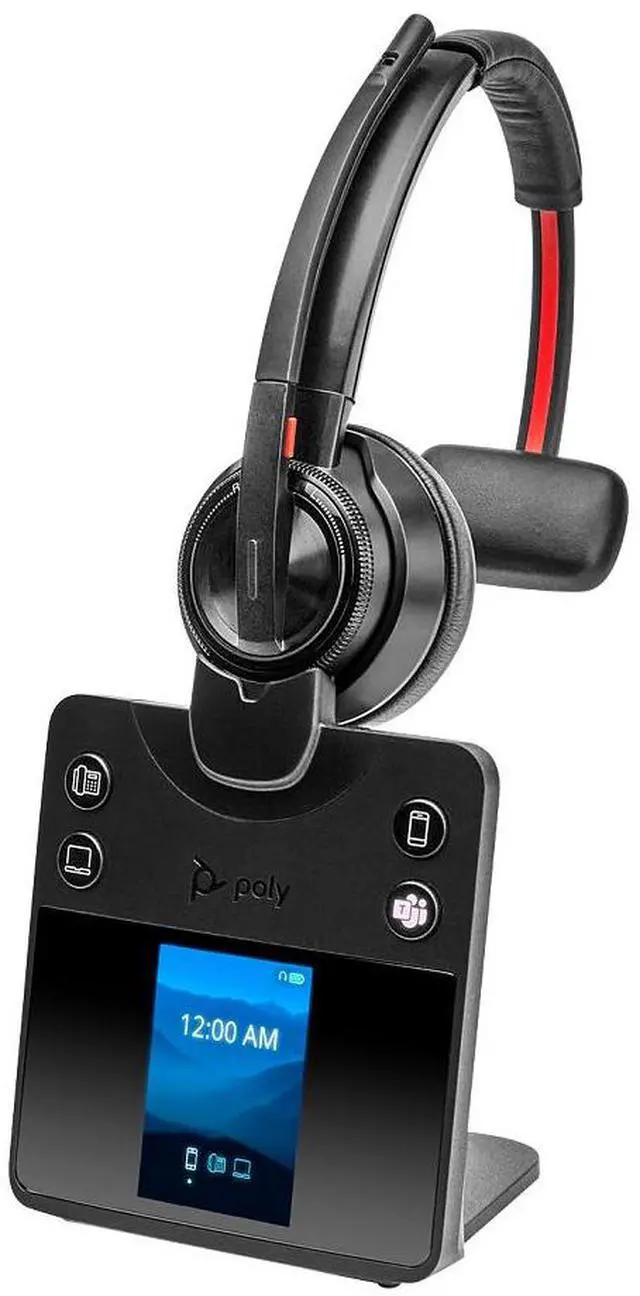 Alt view image 5 of 9 - Poly Savi 8410 Office Monaural Microsoft Teams Certified DECT 1920-1930 MHz Headset - Microsoft Teams Certification - Mono - USB Type C - Wireless - Bluetooth/DECT - 590.6 ft - 32 Ohm - 20 Hz - 20 kHz