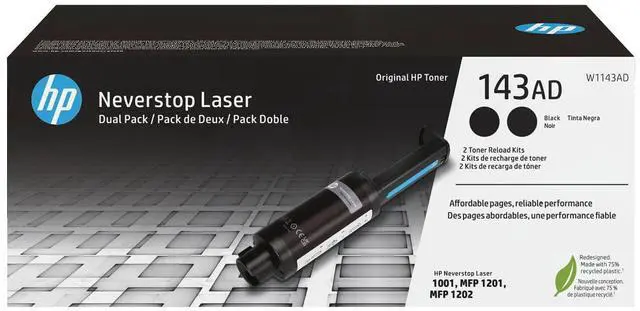 Alt view image 18 of 20 - HP 143AD Dual Pack Black Original Neverstop Toner Reload Kit, ~2,500 pages,