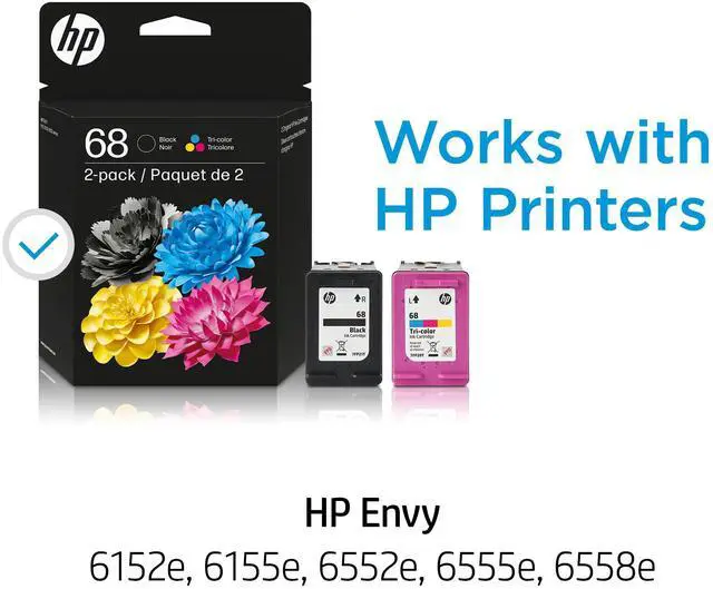 Alt view image 2 of 14 - HP 68 2-Pack Black/Tri-color Original Ink Cartridge Combo, 6L6S2TN