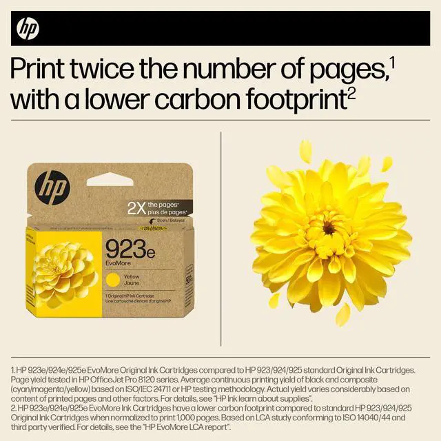Alt view image 3 of 7 - HP EvoMore 923e Original High Yield Inkjet Ink Cartridge Yellow 1 Pack 4K0T6LN