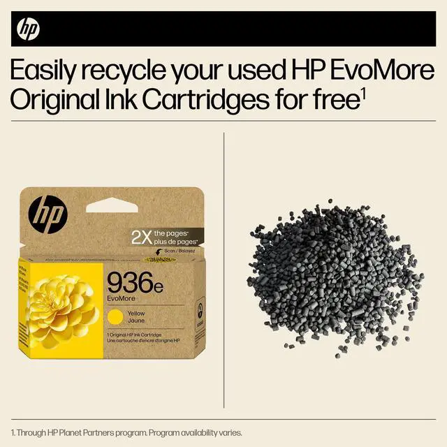 Alt view image 5 of 8 - HP 936e EvoMore Yellow Original Ink Cartridge, 1,650 pages, 4S6V5LN