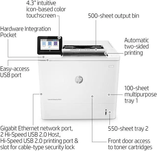 Alt view image 13 of 14 - HP LaserJet Enterprise M610dn Laser Printer 7PS82A#BGJ