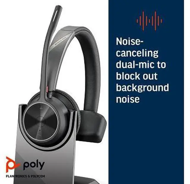 Alt view image 10 of 13 - Poly Voyager 4300 UC 4310-M Headset (Plantronics)- Mono - USB Type C - Wired/Wireless - Bluetooth - 164 ft - 20 Hz - 20 kHz - Over-the-head - Monaural - Ear-cup - 4.92 ft Cable - Noise Cancelling