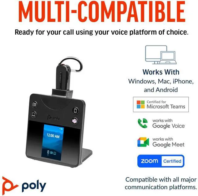 Alt view image 11 of 11 - HP Poly Savi 8445 Office DECT 1920-1930 MHz Convertible Headset Model 8L7F8AA#ABA