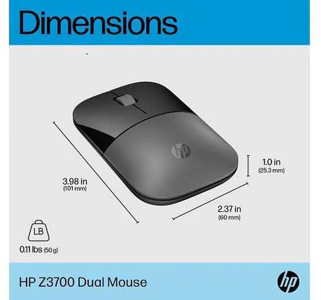 Alt view image 7 of 7 - HP Z3700 Dual Silver Mouse