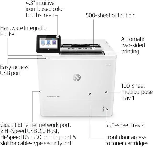 Alt view image 17 of 17 - HP LaserJet Enterprise M612dn Laser Printer, Black And White Mobile Print Up to