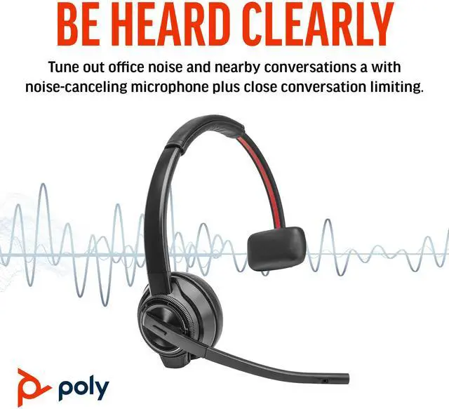 Alt view image 7 of 9 - Poly Savi 8410 Office Monaural Microsoft Teams Certified DECT 1920-1930 MHz Headset - Microsoft Teams Certification - Mono - USB Type C - Wireless - Bluetooth/DECT - 590.6 ft - 32 Ohm - 20 Hz - 20 kHz