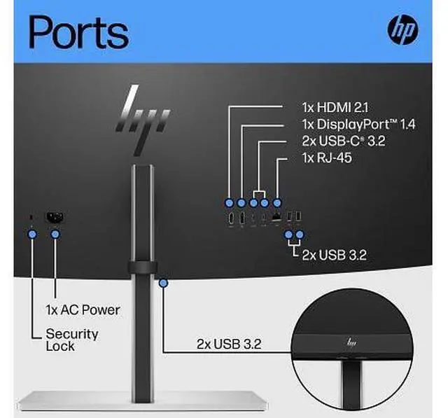 Alt view image 7 of 11 - HP E45c G5 DQHD Curved Monitor 44.5" DQHD (5120 x 1440) 48-165 Hz