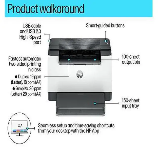 Alt view image 7 of 14 - HP LaserJet M209d Laser Printer, Black And White Mobile Up to 20,000