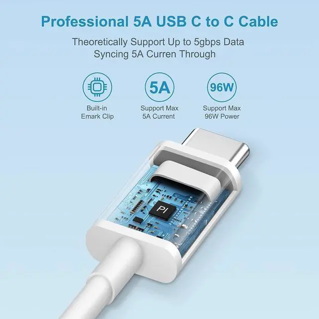 Alt view image 4 of 7 - MacBook Pro Charger Replacement for MacBook Air Charger 96W USB C Laptop for MacBook Pro Air USB C Charger ipad Pro  Galaxy and All USB C Device Include Type C Charge Cable