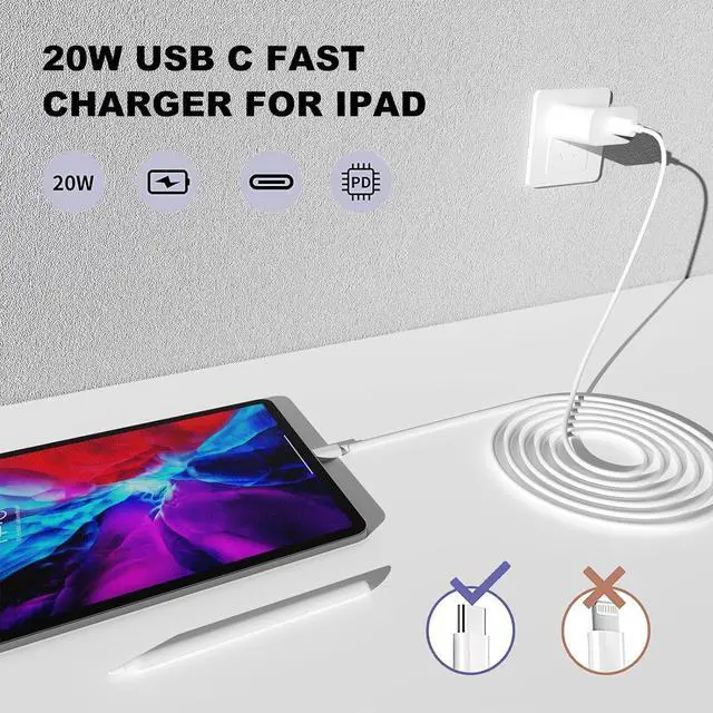 Alt view image 2 of 7 - iPhone 16 15 Charger Fast Charging 20W  iPad USB C Fast Charger 2Pack 6ft USB C Wall Charger Block for iPhone 16/16 Pro/16 Pro Max/15/15 Plus/15 Pro/15 Pro Max iPad Pro/Mini MacBook