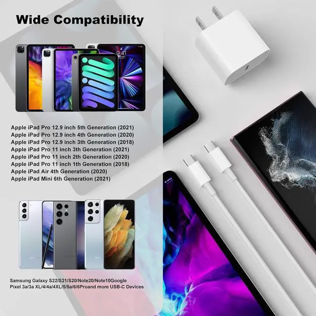Alt view image 7 of 7 - iPhone 16 15 Charger Fast Charging 20W  iPad USB C Fast Charger 2Pack 6ft USB C Wall Charger Block for iPhone 16/16 Pro/16 Pro Max/15/15 Plus/15 Pro/15 Pro Max iPad Pro/Mini MacBook