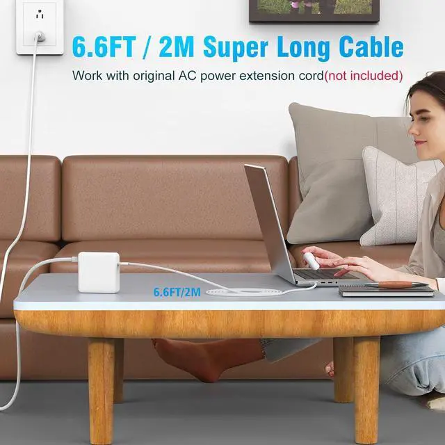 Alt view image 7 of 7 - Charger for MacBook Pro 14 16 inch 2023 2022 2021 M3 M2 M1 2022 2023 2024 MacBook Air 13 15 inch 96W / 70W USB C Power Adapter 6.6FT USB C to 3 Braided Cable LED Powerful Connect Original Quality