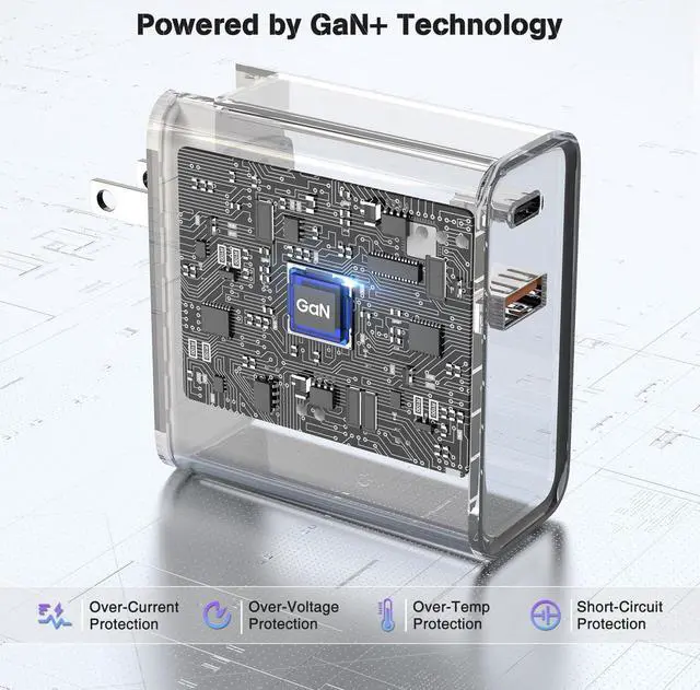 Alt view image 4 of 7 - 2-Port 65W Charger for MacBook Air MacBook Pro 13 14 15 16 inch 2024 2023 2022 2021 2020 M1 M2 M3 Laptop iPhone16 15 Pro Max Fast Charger with Foldable USB C PD & QC Power Adapter & 6FT USB-C Cable