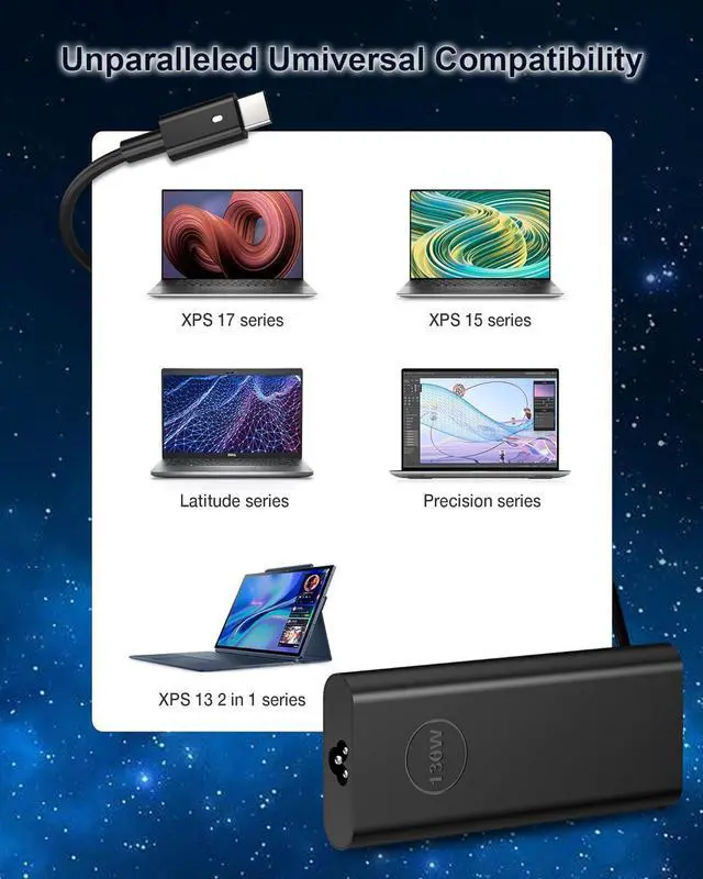 Alt view image 5 of 7 - Charger for  130W Laptop USB C Type C AC Adapter for  XPS 15 17 2in1 9575 9500 9700 Precision 5530 2in1 5550 5750 3560 Latitude 7410 7310 7210 9410 9510 5420 5520 5510 Power Cord