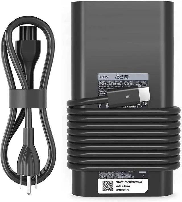 Main image of 130W USB C Charger Replacement for Dell USB-C Laptop Charger,Dell Precision 5470 5480 5550 5560 5530 5570 5750 5760 3550 3560 3570 3571 3561,Dell XPS 15 9520 9530 XPS 17 9720 9730 Type C AC Adapter