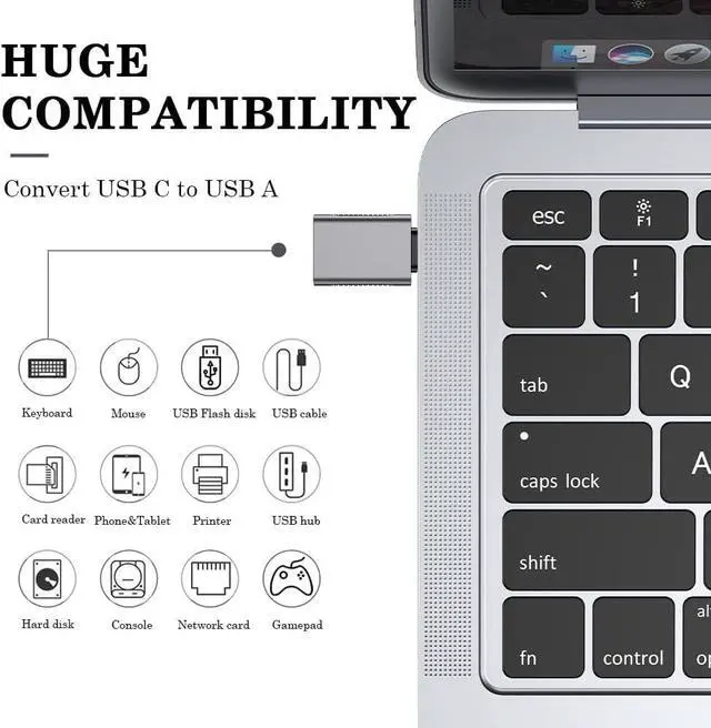 Alt view image 4 of 7 - 10Gbps USB C to USB 3.1 Adapter (3 Pack) USB Type C Male to USB A Female Thunderbolt 4/3 to USB Converter for iPhone 15 MacBook iMac iPad and More Type C Devices - Space Gray