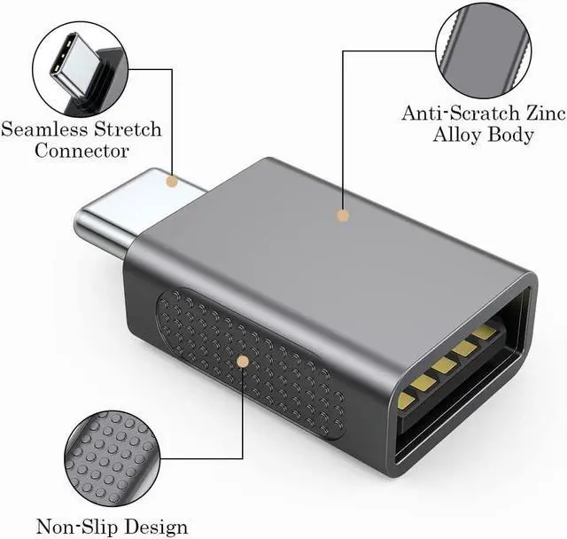 Alt view image 6 of 7 - 10Gbps USB C to USB 3.1 Adapter (3 Pack) USB Type C Male to USB A Female Thunderbolt 4/3 to USB Converter for iPhone 15 MacBook iMac iPad and More Type C Devices - Space Gray