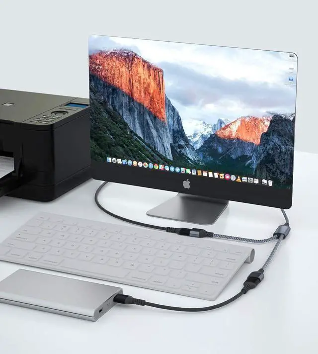 Alt view image 6 of 7 - USB C Male to Dual USB Female Cable Adapter 1FT Thunderbolt 3 to Double Type A 2.0 OTG Splitter Cord Converter Multiple Hub for iPhone 16 15 MacBook Pro iPad Air 5 Mini 6  Surface GO Tab S10