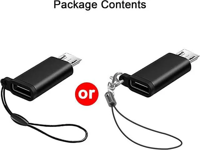 Alt view image 5 of 7 - USB C to Micro USB Adapter (4 Packs) Type C Female to Micro USB Male Convert Connector with Lanyard Compatible with Galaxy S7/S7 Edge Micro USB Devices Black