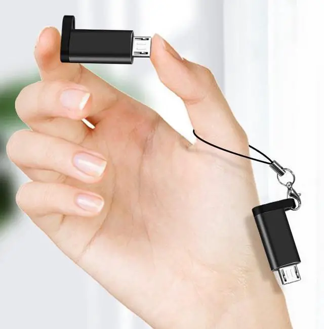 Alt view image 6 of 7 - USB C to Micro USB Adapter (4 Packs) Type C Female to Micro USB Male Convert Connector with Lanyard Compatible with Galaxy S7/S7 Edge Micro USB Devices Black