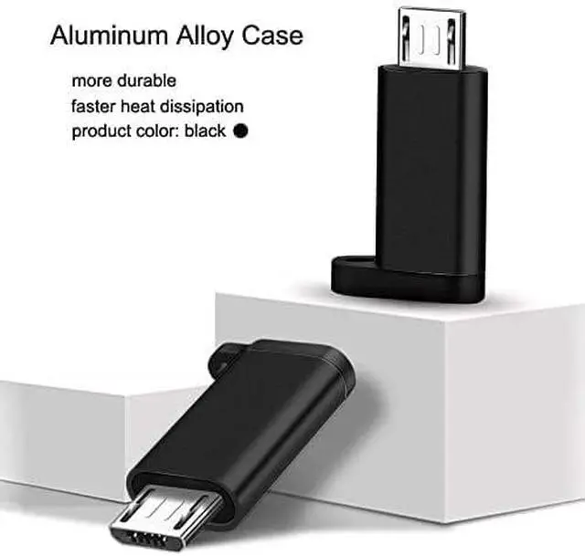Alt view image 7 of 7 - USB C to Micro USB Adapter (4 Packs) Type C Female to Micro USB Male Convert Connector with Lanyard Compatible with Galaxy S7/S7 Edge Micro USB Devices Black